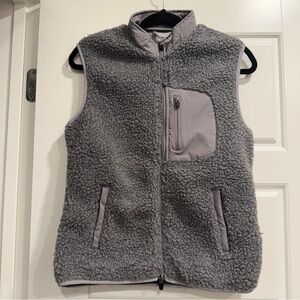 Johnnie-O Gray Sherpa Full 2-Way Zip Jacket Vest Boys 12 Winter Outdoor Layer